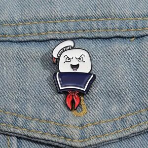 Stay Puft Marshmallow Man Enamel Lapel Pin Ghostbusters 80s Retro New